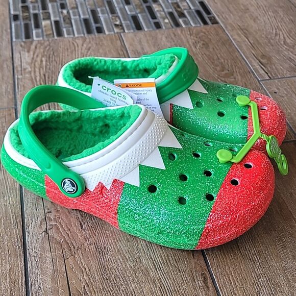 CROCS Classic Lined Clog Holiday Elf Women's Size 7 Men's 5 NWT - Picture 4 of 11